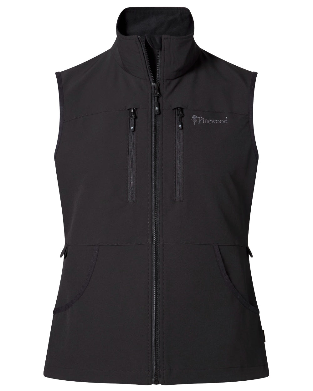 Black coloured Pinewood Womens Dog Sports Stretch Vest on white background 