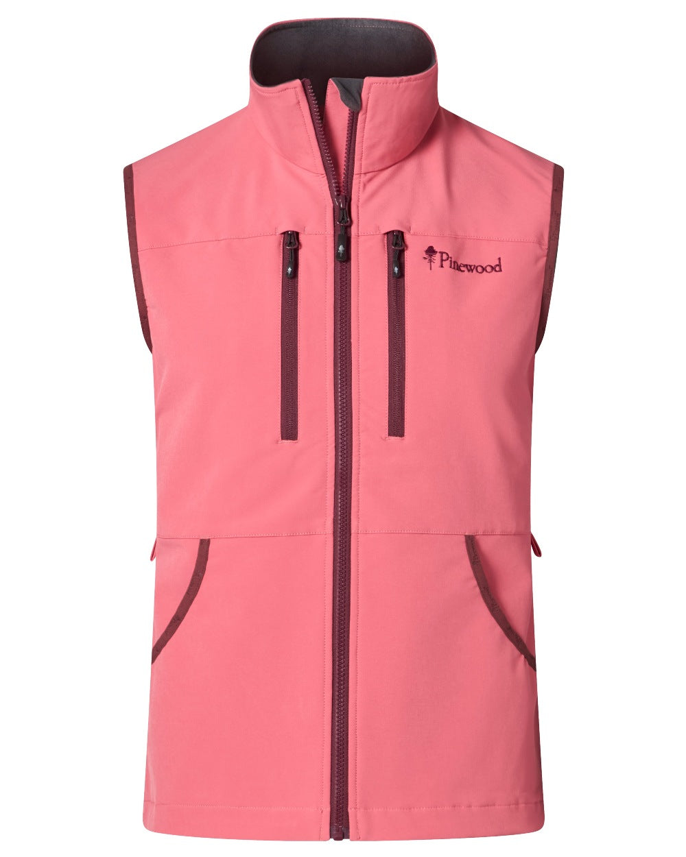 Cherry Pink coloured Pinewood Womens Dog Sports Stretch Vest on white background 