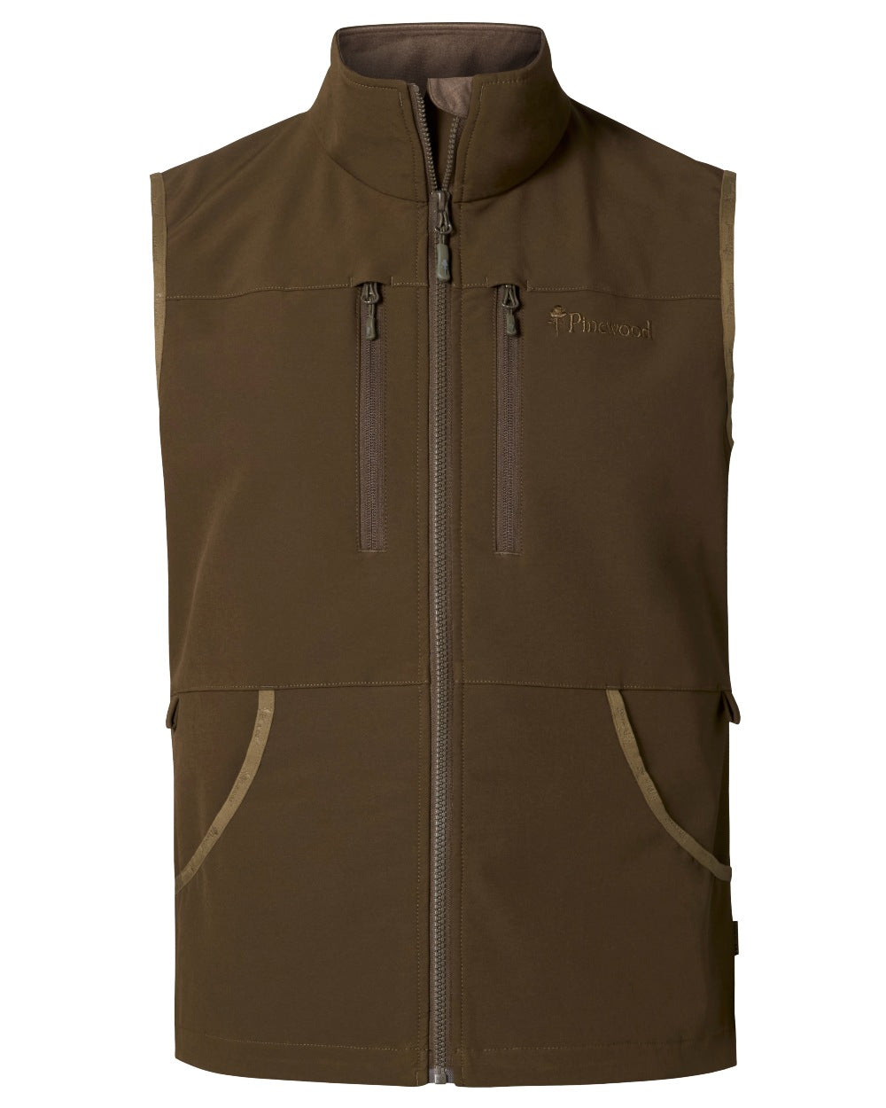 Dark Olive coloured Pinewood Womens Dog Sports Stretch Vest on white background 
