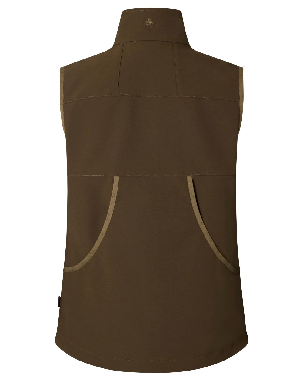 Dark Olive coloured Pinewood Womens Dog Sports Stretch Vest on white background 