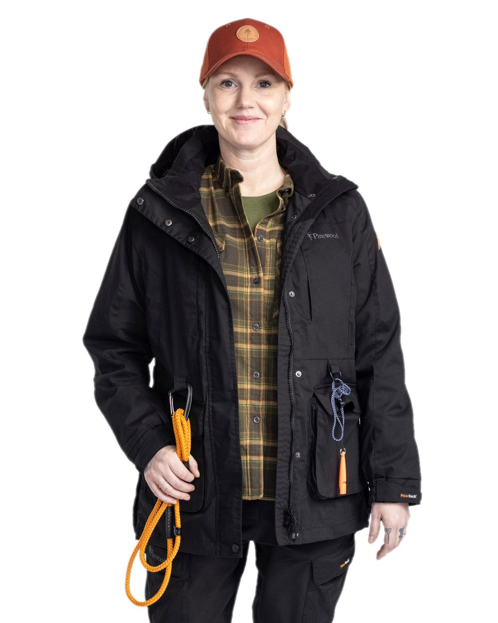 Black Coloured Pinewood Womens Dog Sports Trainer Extreme Jacket on white background 