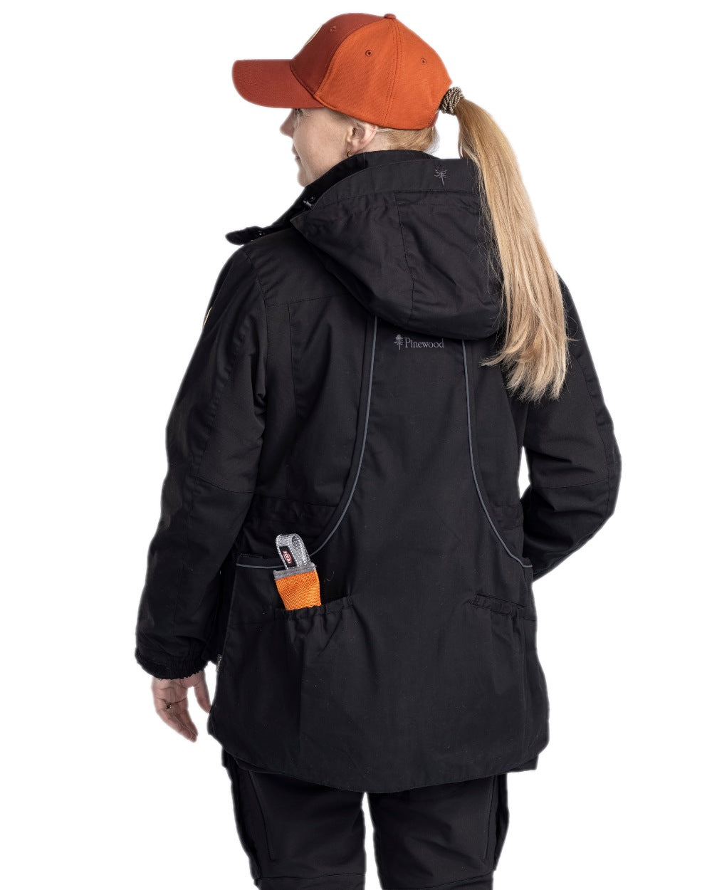 Black Coloured Pinewood Womens Dog Sports Trainer Extreme Jacket on white background 