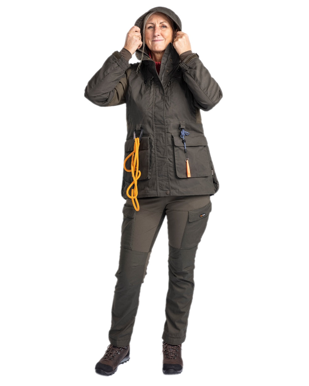 Moss Green Coloured Pinewood Womens Dog Sports Trainer Extreme Jacket on white background 