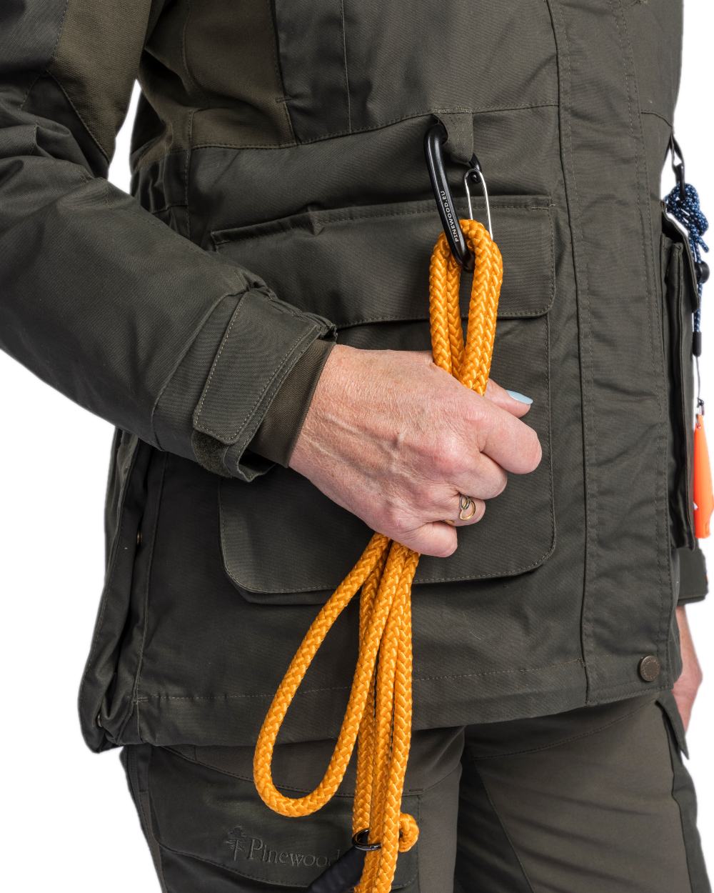 Moss Green Coloured Pinewood Womens Dog Sports Trainer Extreme Jacket on white background 
