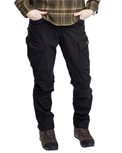 Black Coloured Pinewood Womens Dog Sports Trainer Extreme Trousers on white background 