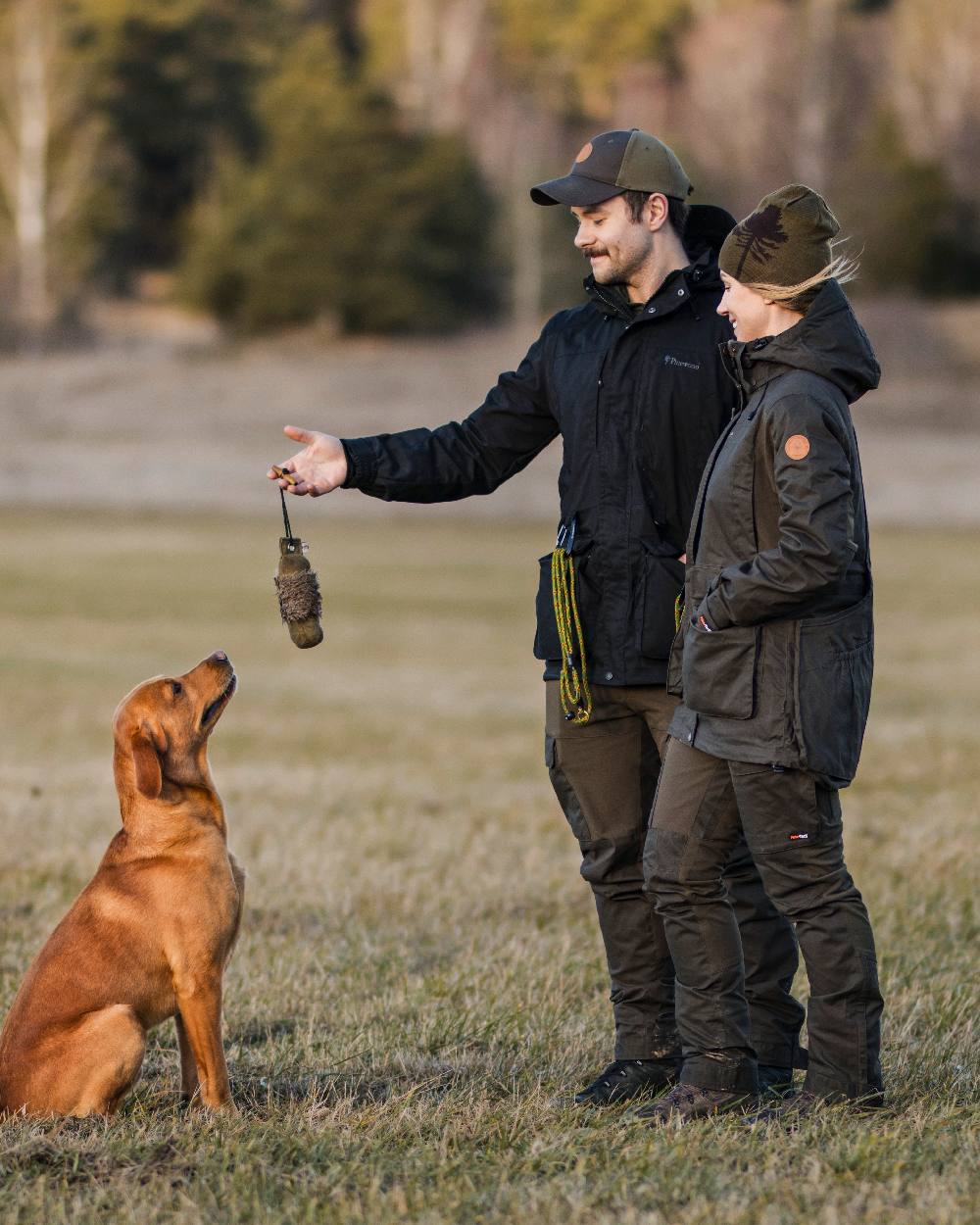 Moss Green Coloured Pinewood Womens Dog Sports Trainer Extreme Trousers on outdoor background 