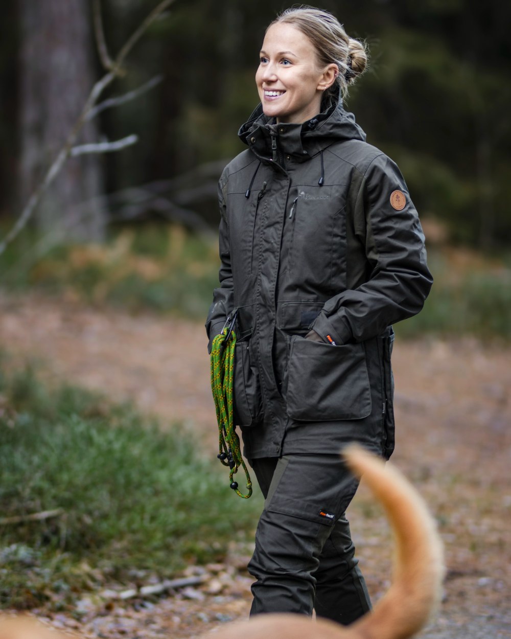 Moss Green Coloured Pinewood Womens Dog Sports Trainer Extreme Trousers on outdoor background 