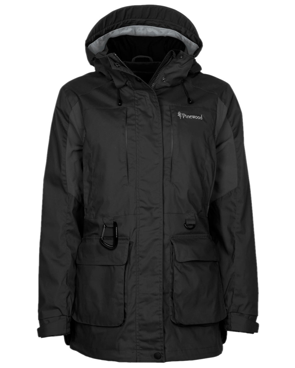 Black Coloured Pinewood Womens Dog Sports Trainer Jacket on white background 