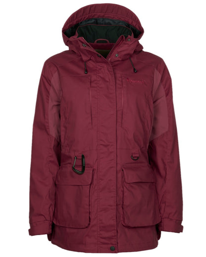 Dark Tomato Dark Red Coloured Pinewood Womens Dog Sports Trainer Jacket on white background 