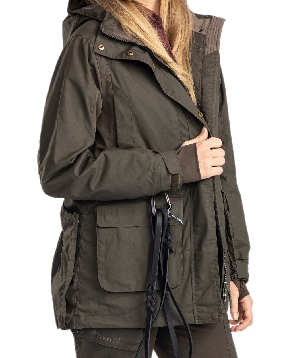 Moss Green Coloured Pinewood Womens Dog Sports Trainer Jacket on white background 