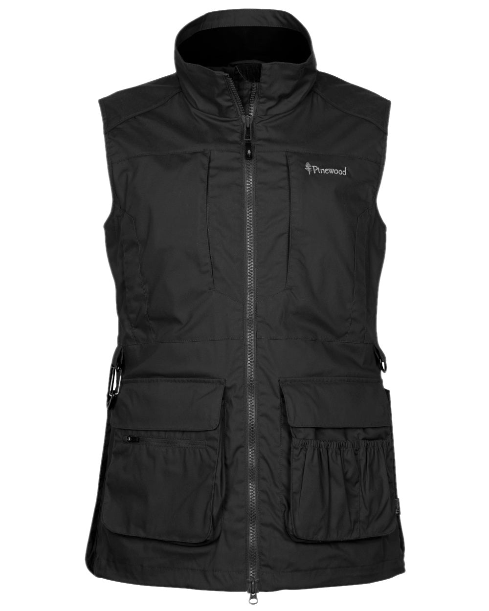Black Coloured Pinewood Womens Dog Sports Trainer Vest on white background 
