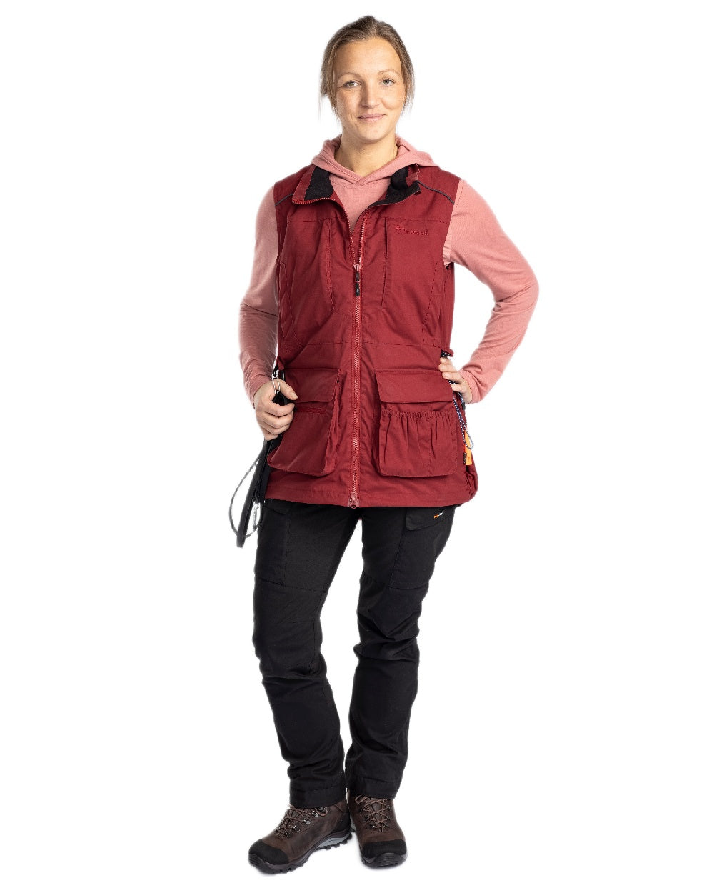 Dark Tomato Dark Red Coloured Pinewood Womens Dog Sports Trainer Vest on white background 