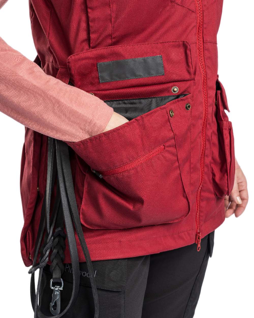 Dark Tomato Dark Red Coloured Pinewood Womens Dog Sports Trainer Vest on white background 