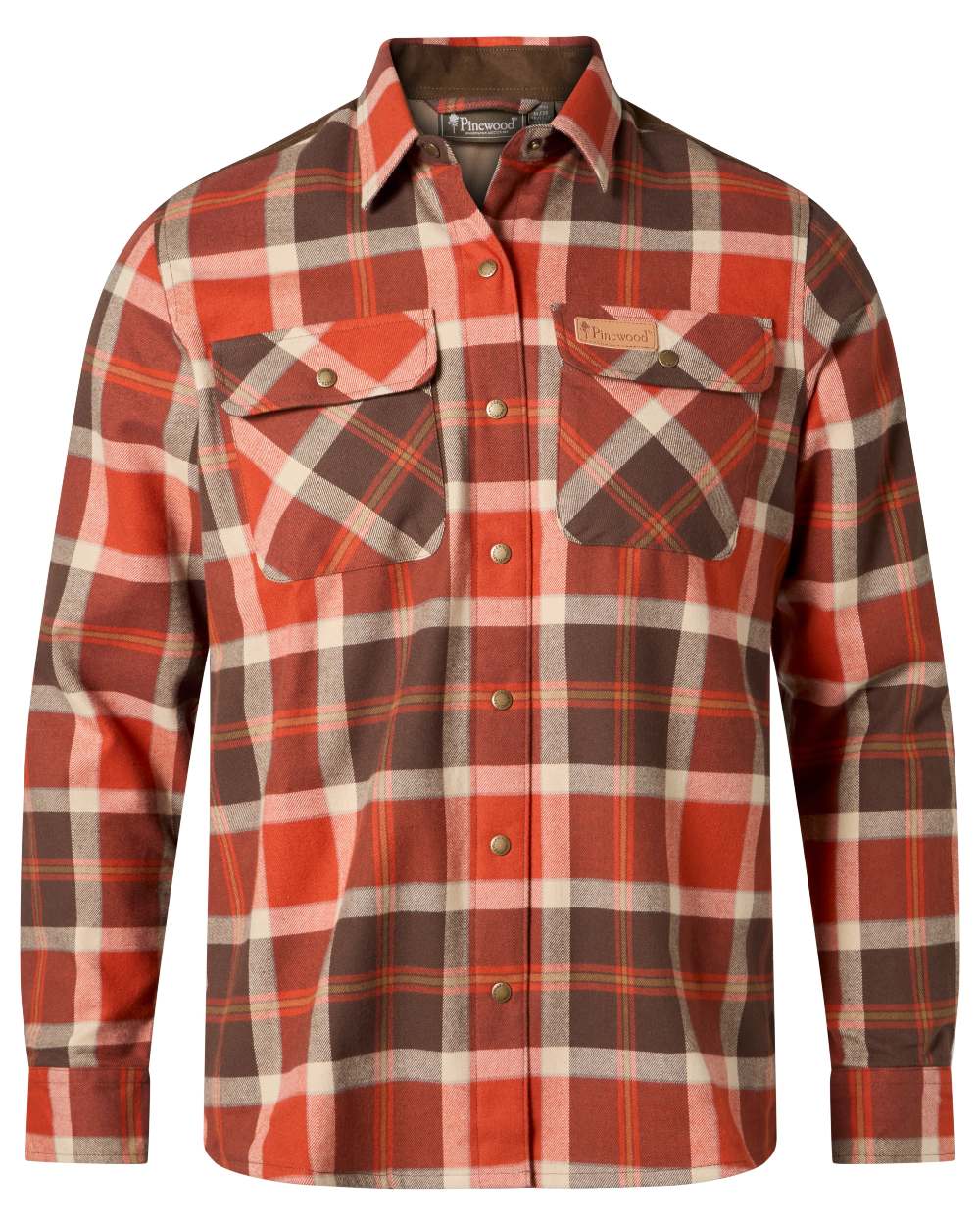 Orange Clay Dark Brown coloured Pinewood Womens Douglas Shirt on white background 
