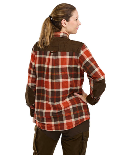 Orange Clay Dark Brown coloured Pinewood Womens Douglas Shirt on white background 