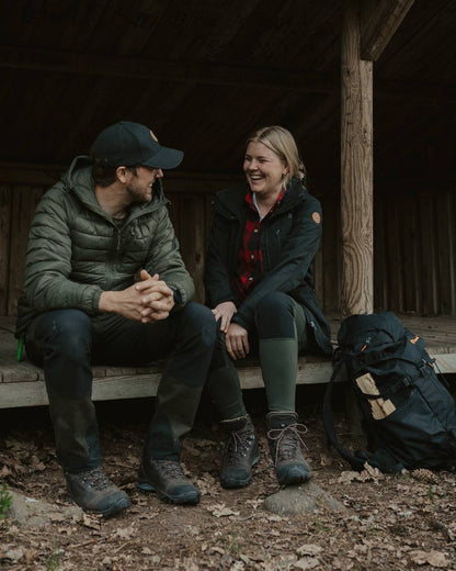 Moss Green Coloured Pinewood Womens Finnveden Active Tights 2.0 on outdoor background 