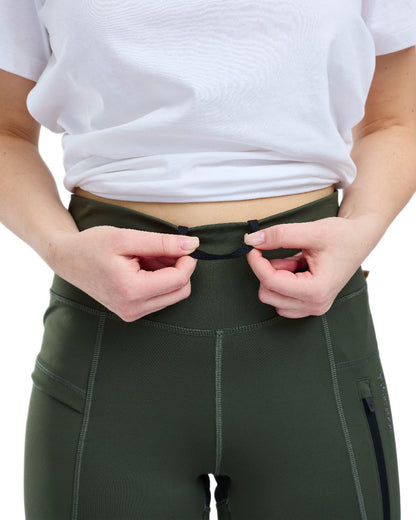 Moss Green Coloured Pinewood Womens Finnveden Active Tights 2.0 on white background 