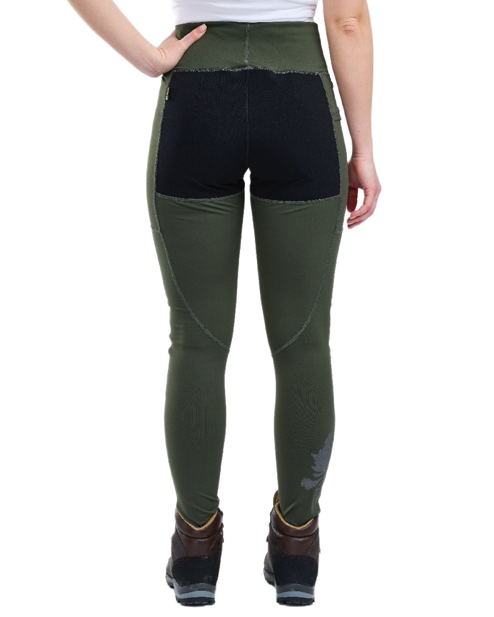 Moss Green Coloured Pinewood Womens Finnveden Active Tights 2.0 on white background 