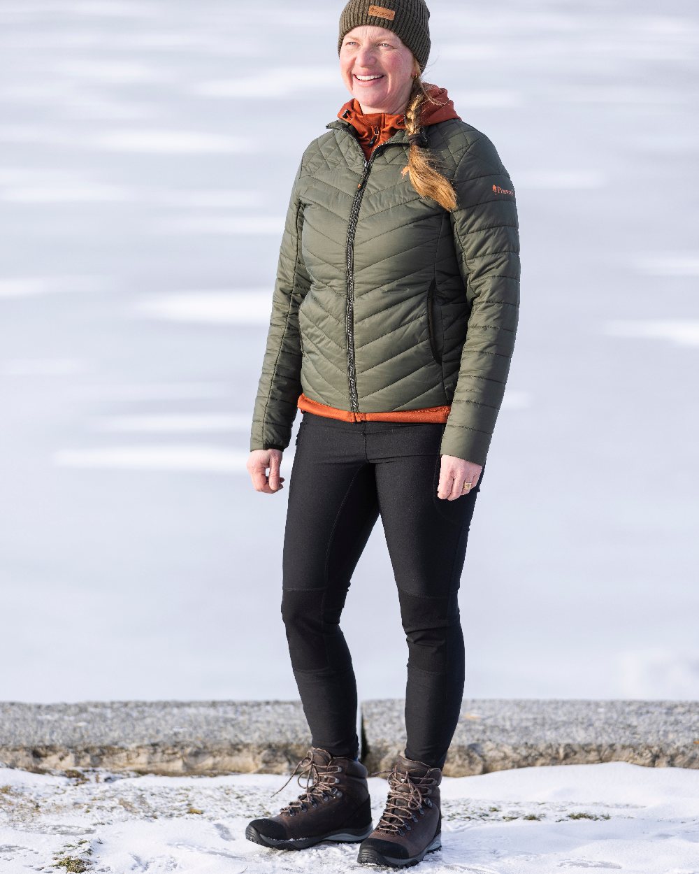 Black Coloured Pinewood Womens Finnveden Active Tights on outdoor background 