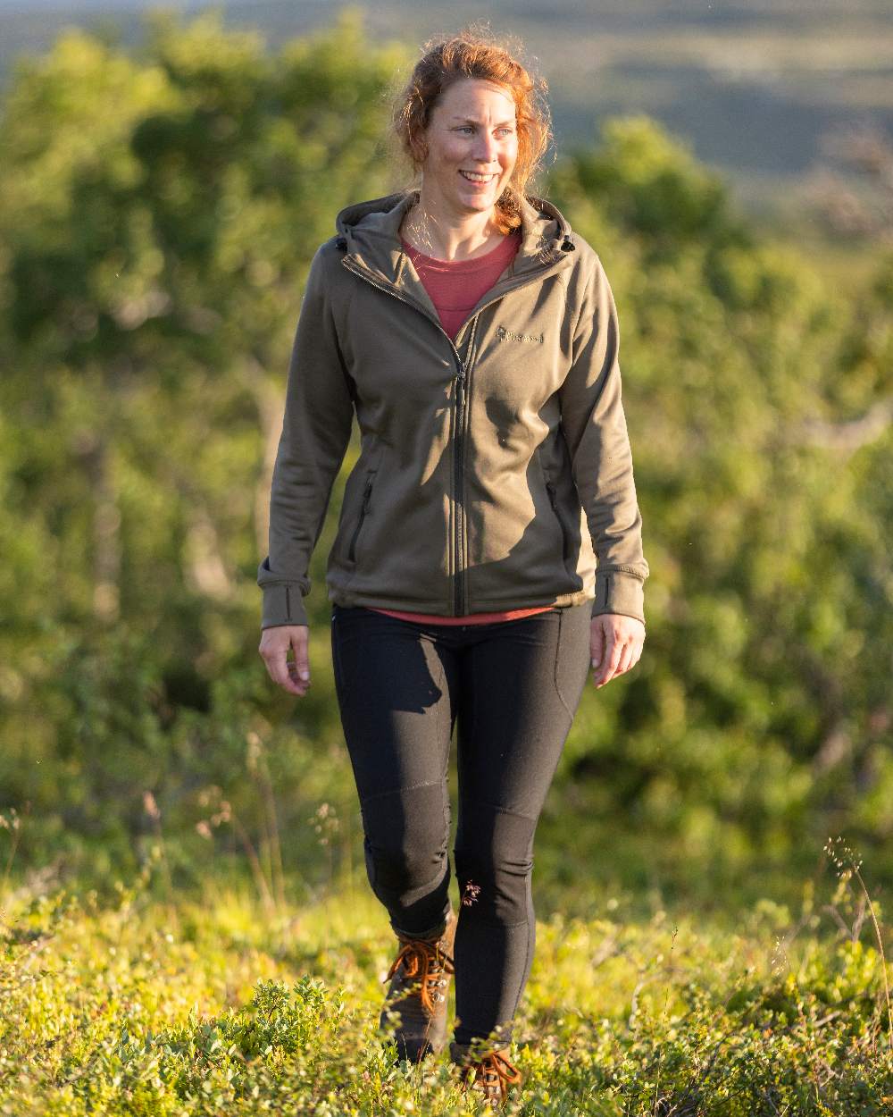 Black Coloured Pinewood Womens Finnveden Active Tights on outdoor background 