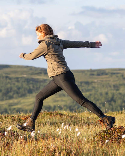 Black Coloured Pinewood Womens Finnveden Active Tights on outdoor background 