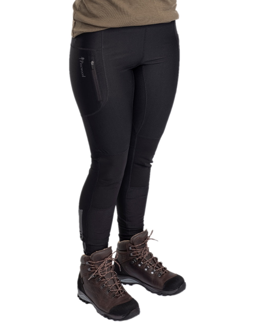 Black Coloured Pinewood Womens Finnveden Active Tights on white background 
