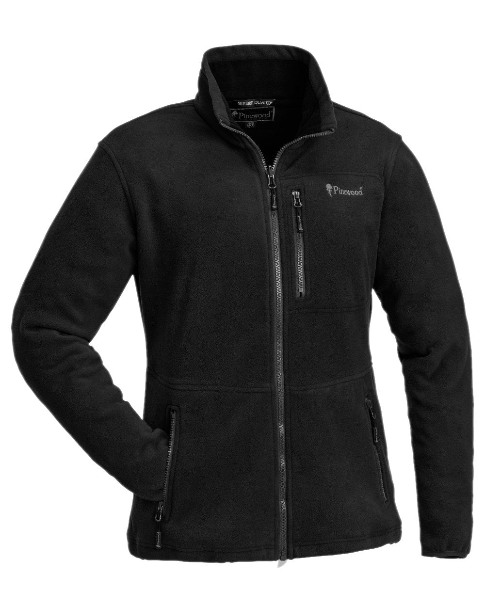 Black Coloured Pinewood Womens Finnveden Fleece Jacket on white background 
