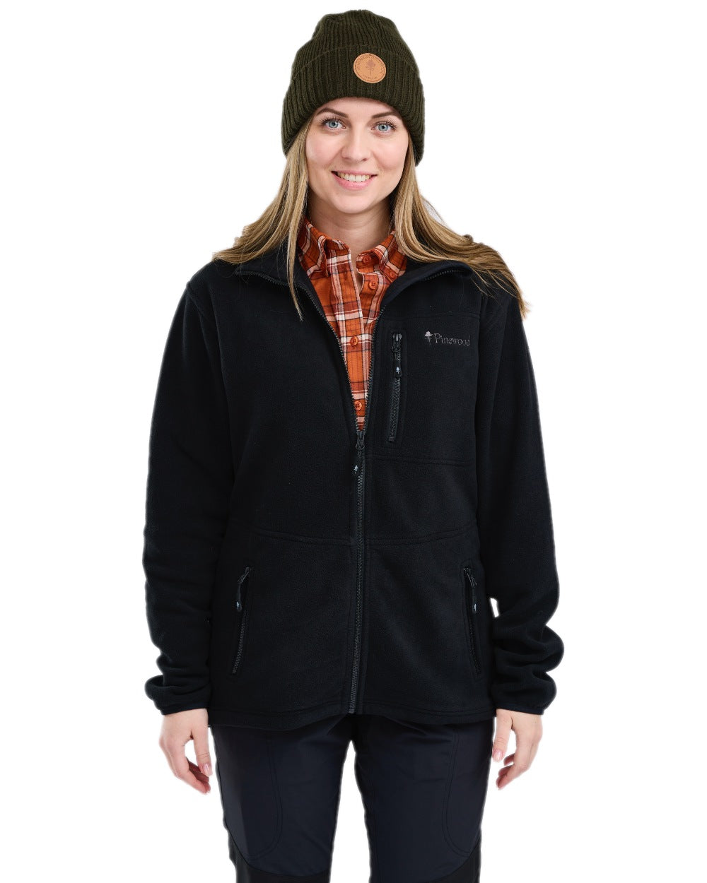 Black Coloured Pinewood Womens Finnveden Fleece Jacket on white background 