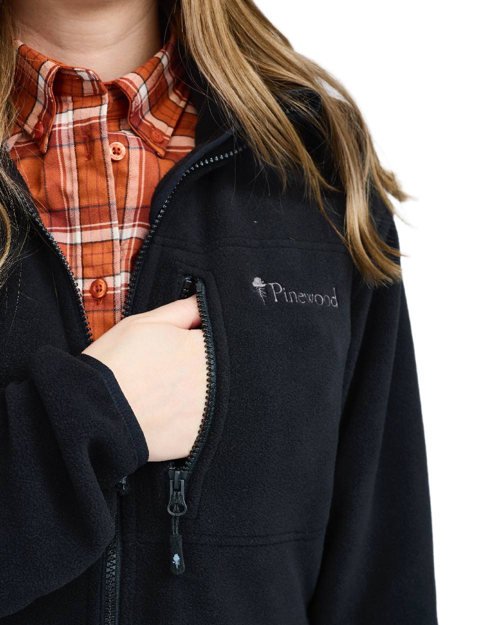 Black Coloured Pinewood Womens Finnveden Fleece Jacket on white background 