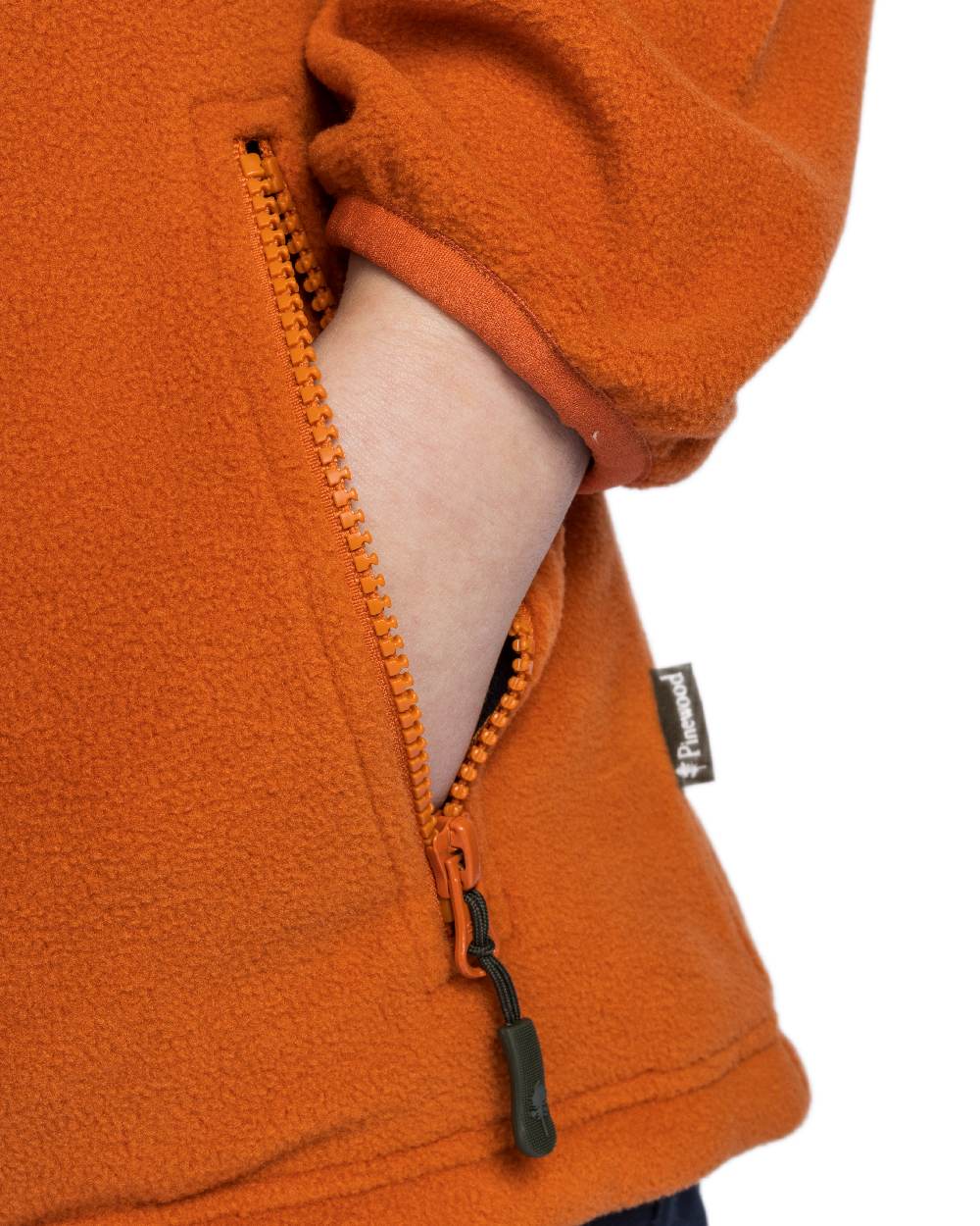 Burned Orange Coloured Pinewood Womens Finnveden Fleece Jacket on white background 