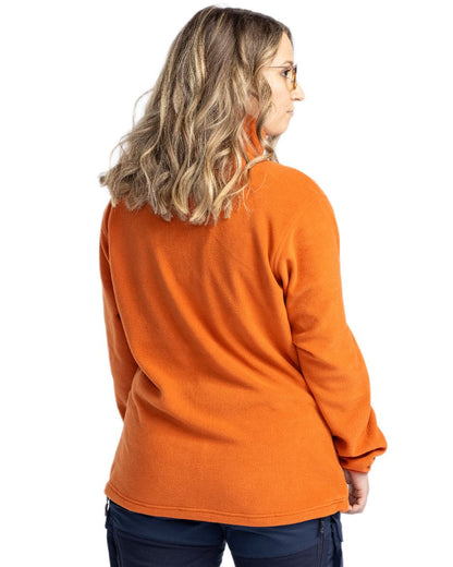 Burned Orange Coloured Pinewood Womens Finnveden Fleece Jacket on white background 