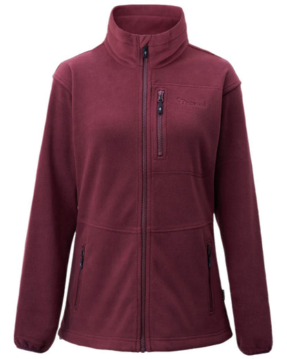 Earth Plum Coloured Pinewood Womens Finnveden Fleece Jacket on white background 