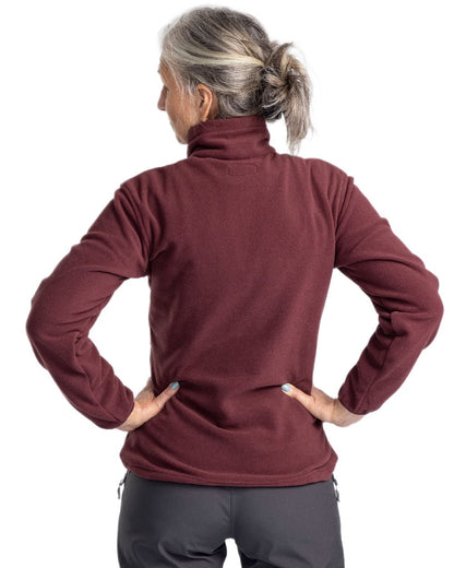 Earth Plum Coloured Pinewood Womens Finnveden Fleece Jacket on  white background 
