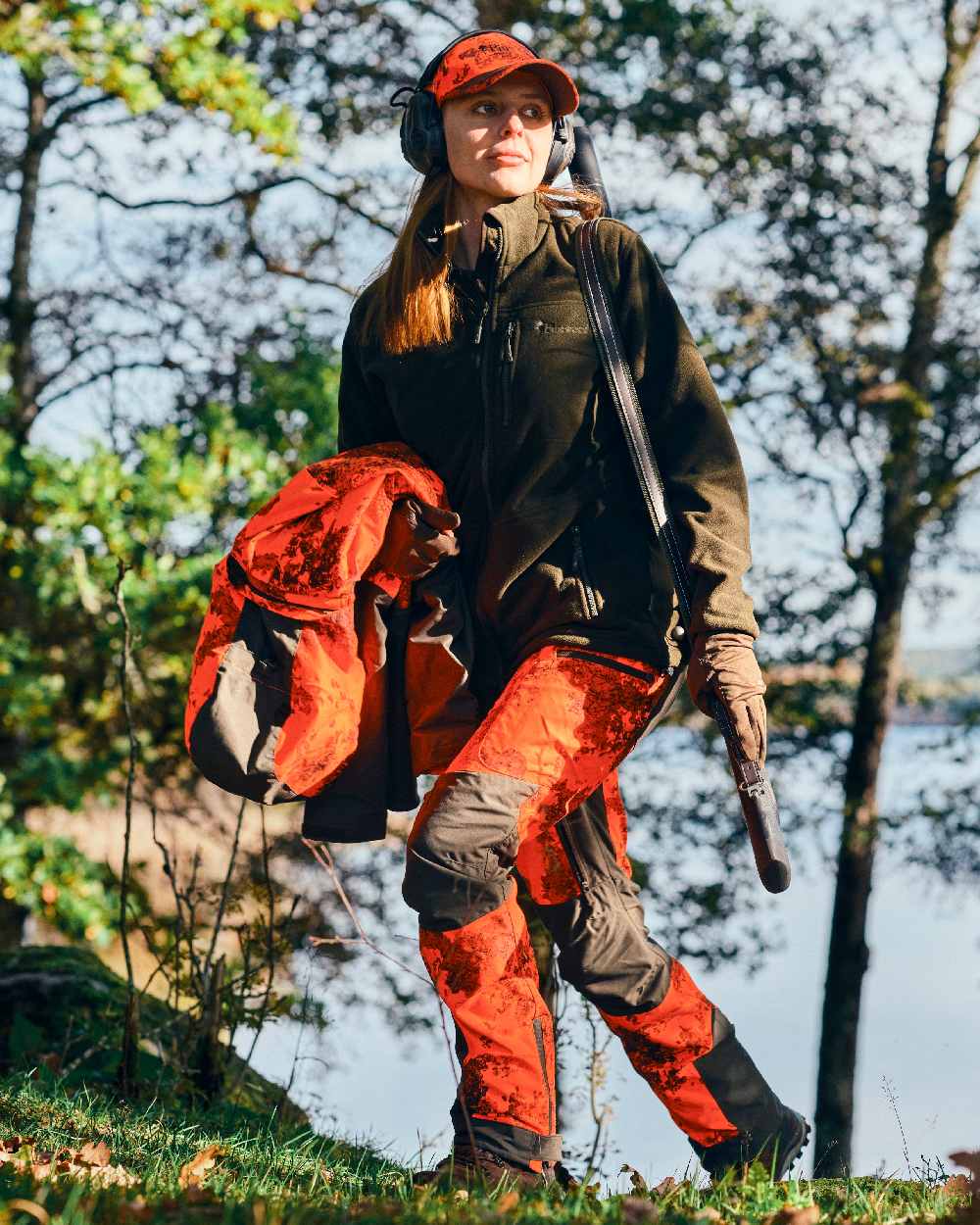 Green Coloured Pinewood Womens Finnveden Fleece Jacket on outdoor background 