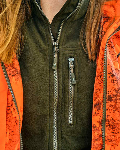 Green Coloured Pinewood Womens Finnveden Fleece Jacket on outdoor background 