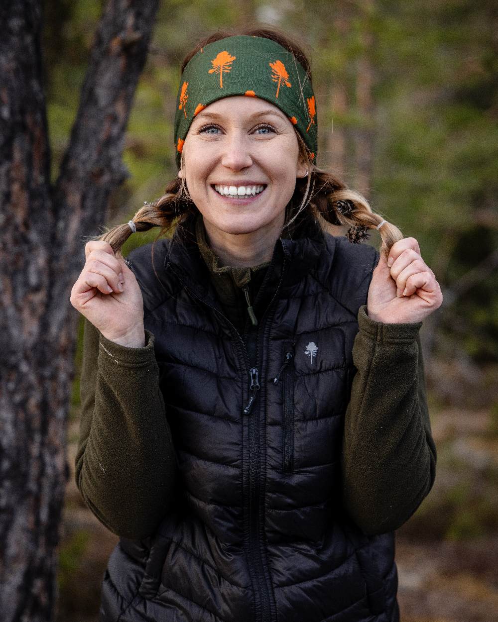 Green Coloured Pinewood Womens Finnveden Fleece Jacket on outdoor background 