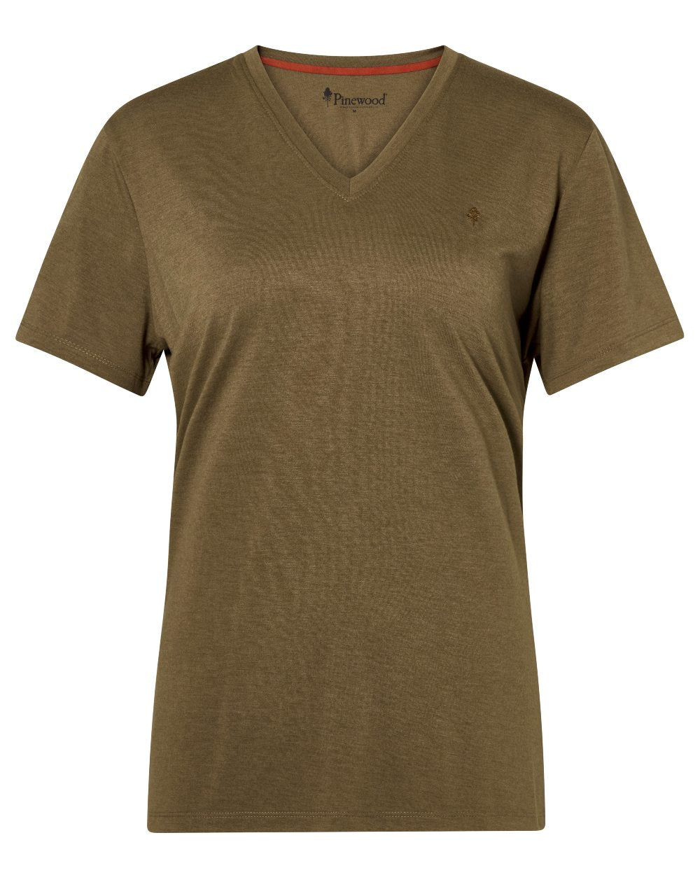 Olive Green coloured Pinewood Womens Finnveden Forest T-Shirt on white background 