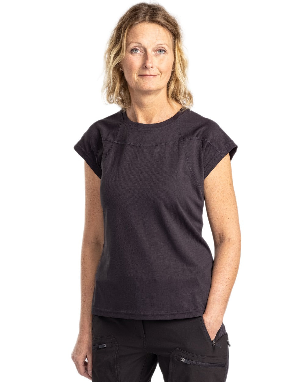 Black coloured Pinewood Womens Finnveden Function T-Shirt on white background 