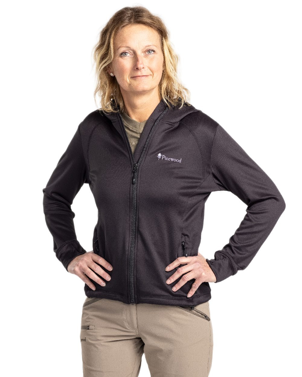 Black Coloured Pinewood Womens Finnveden Hoodie on white background 