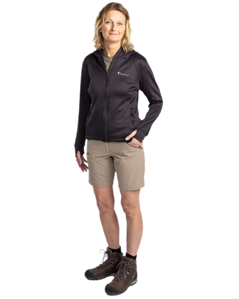 Black Coloured Pinewood Womens Finnveden Hoodie on white background 