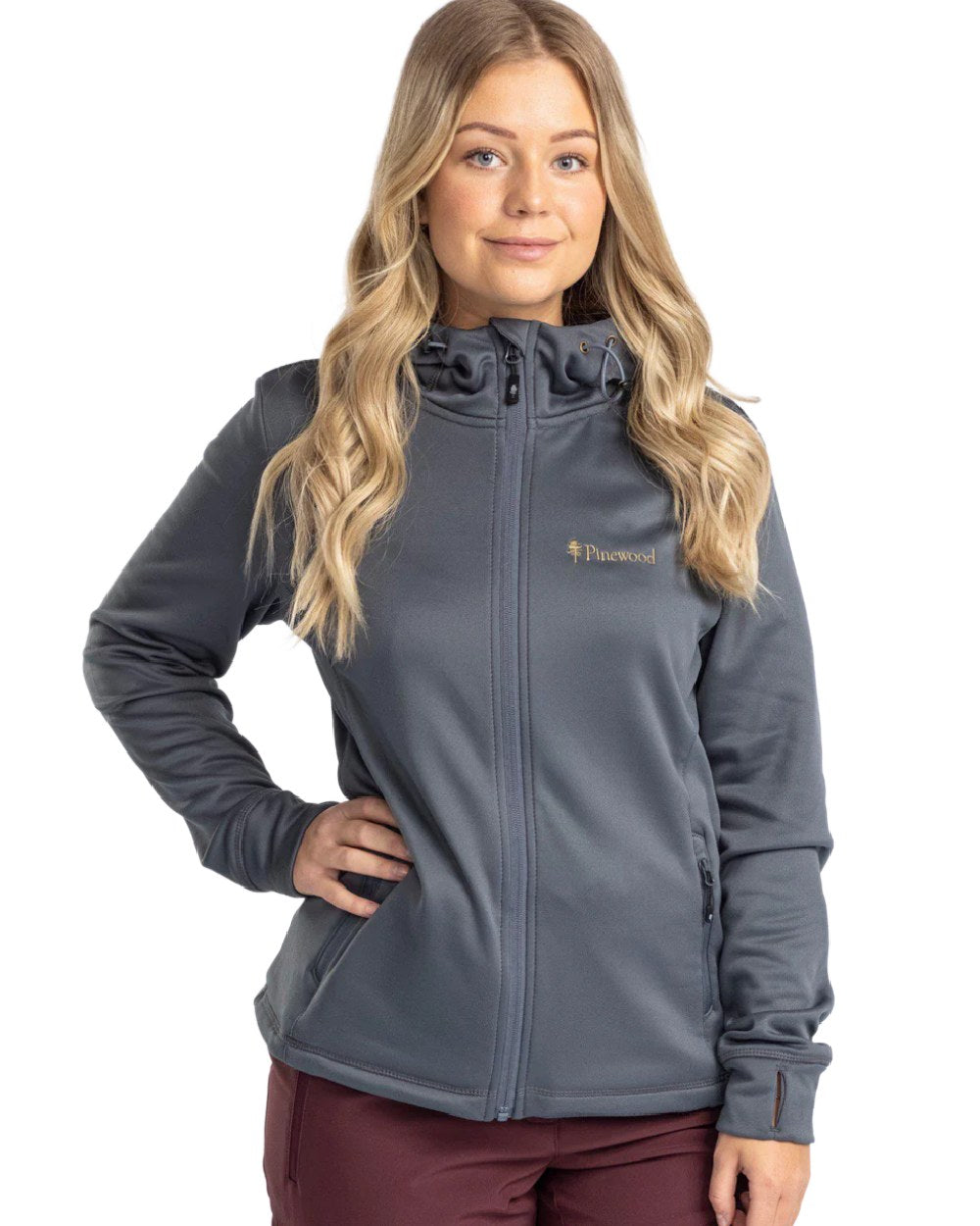 Dark Storm Blue coloured Pinewood Womens Finnveden Hoodie on white background 