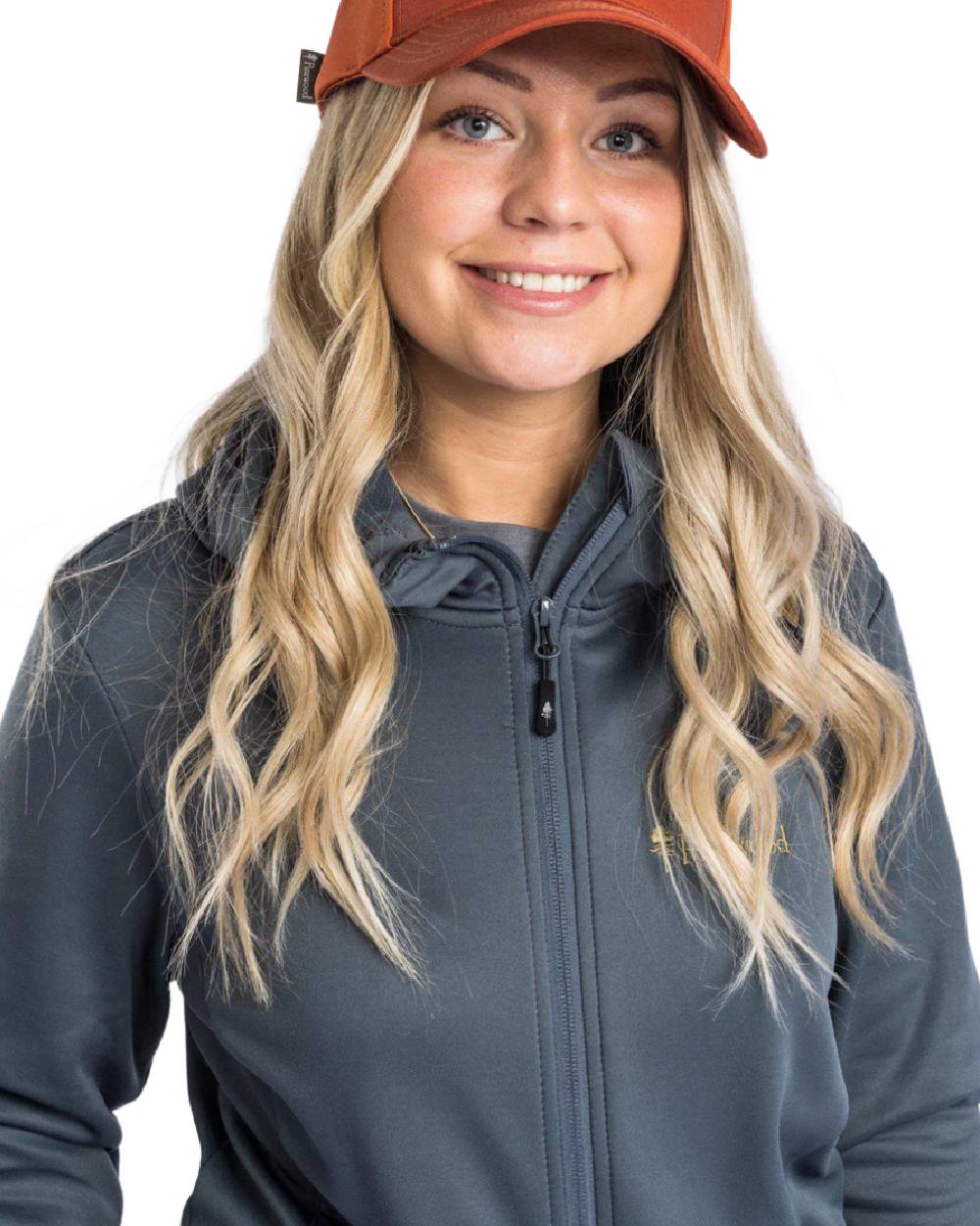 Dark Storm Blue coloured Pinewood Womens Finnveden Hoodie on white background 
