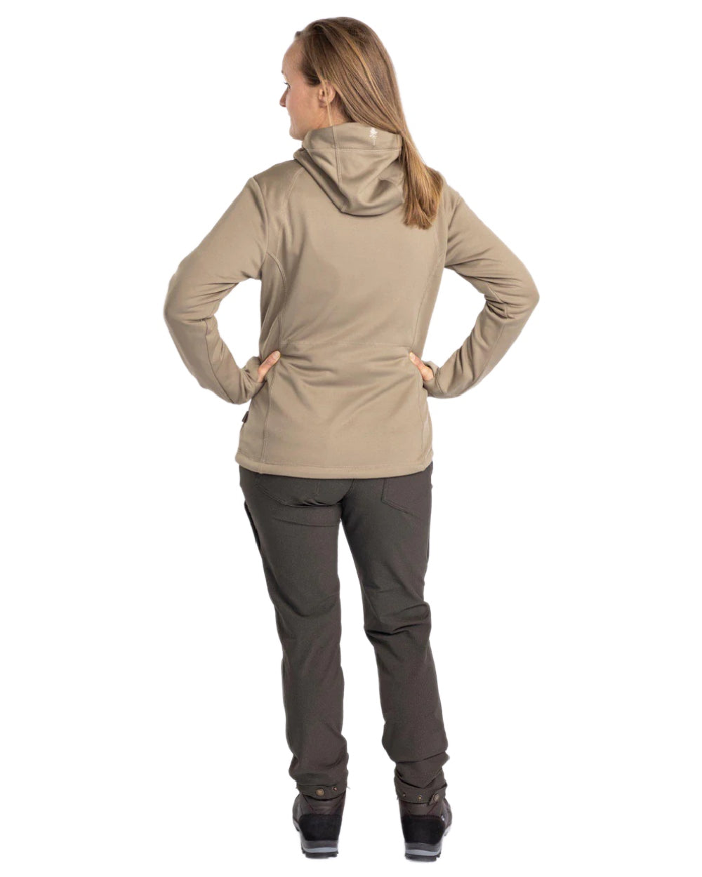 Mid Khaki coloured Pinewood Womens Finnveden Hoodie on white background 