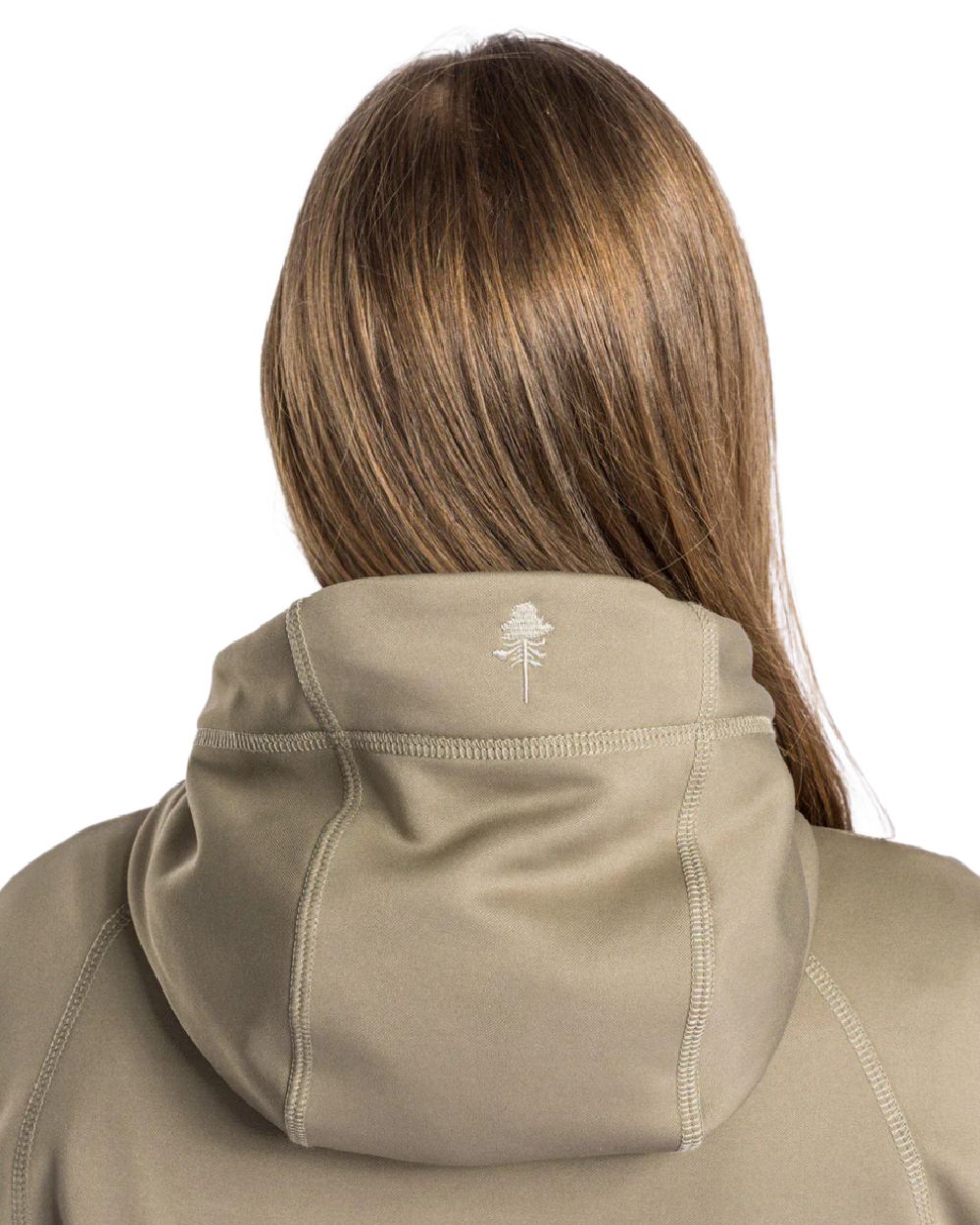 Mid Khaki coloured Pinewood Womens Finnveden Hoodie on white background 
