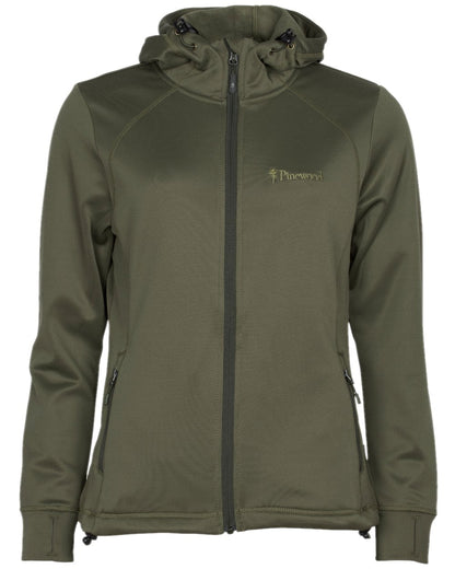 Olive Coloured Pinewood Womens Finnveden Hoodie on white background 