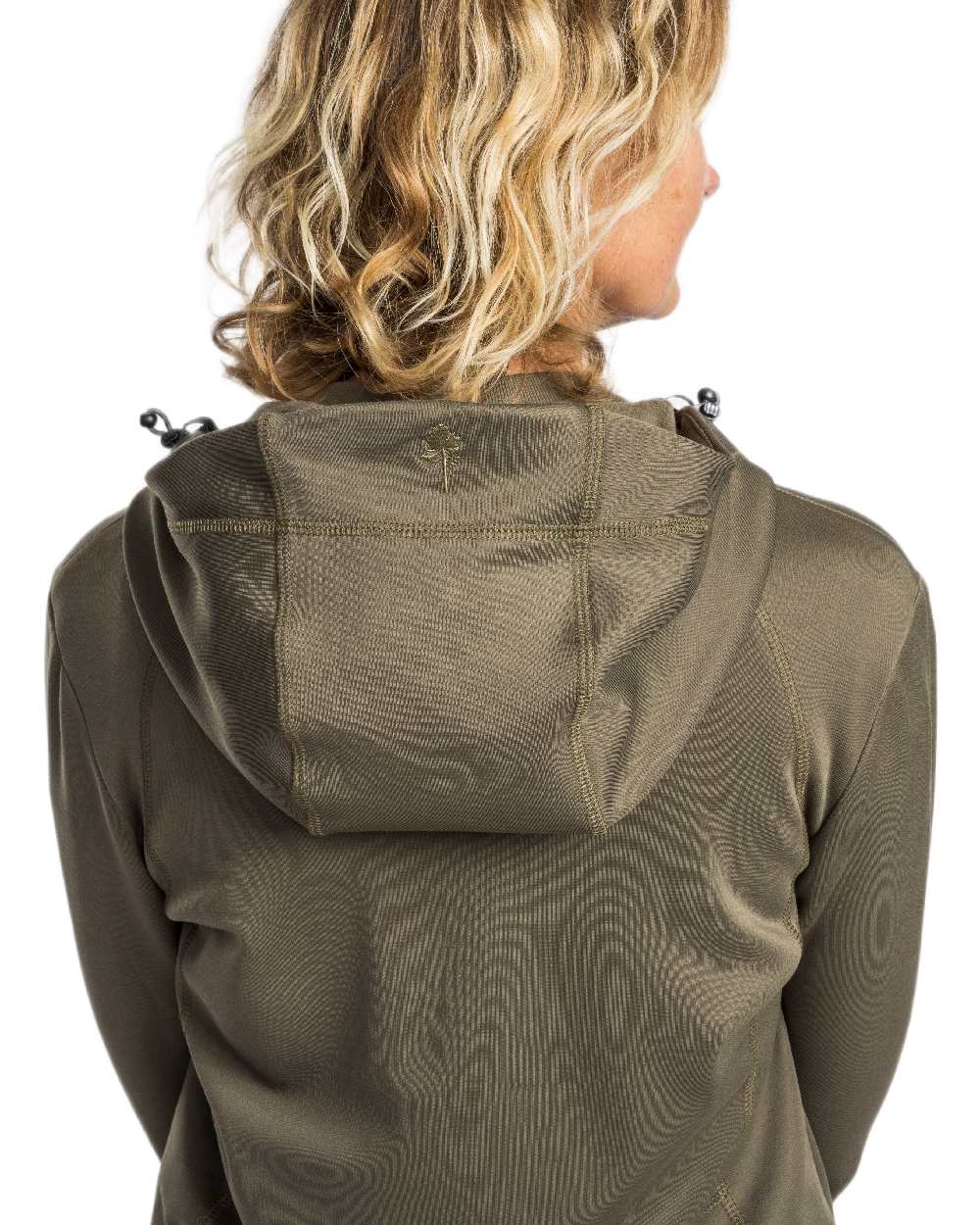 Olive Coloured Pinewood Womens Finnveden Hoodie on white background 