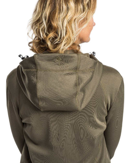 Olive Coloured Pinewood Womens Finnveden Hoodie on white background 