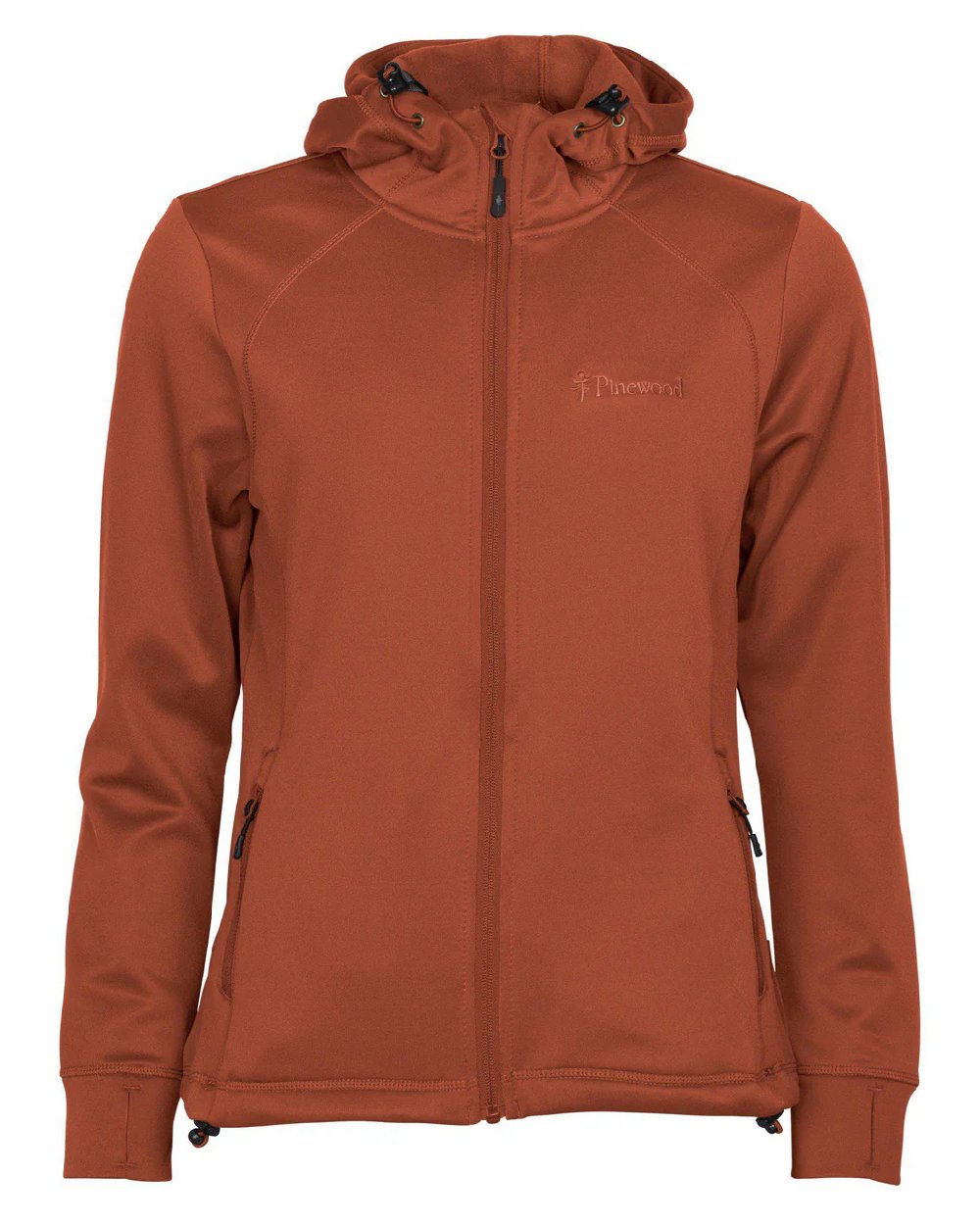 Terracotta coloured Pinewood Womens Finnveden Hoodie on white background 