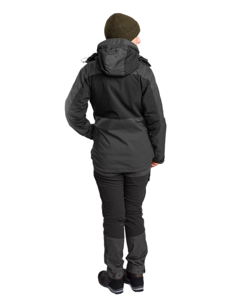 Black Dark Anthracite Coloured Pinewood Womens Finnveden Hybrid Extreme Jacket on white background 