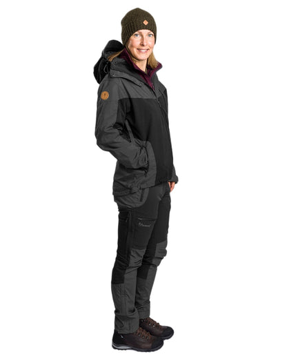 Black Dark Anthracite Coloured Pinewood Womens Finnveden Hybrid Extreme Jacket on white background 